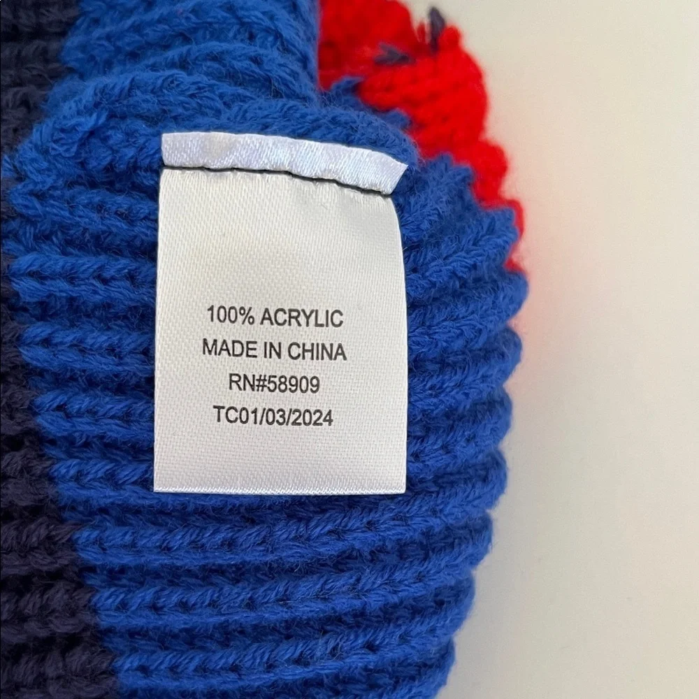 Pendleton Kids' Navy and Red Pom-Pom Hat with Mittens